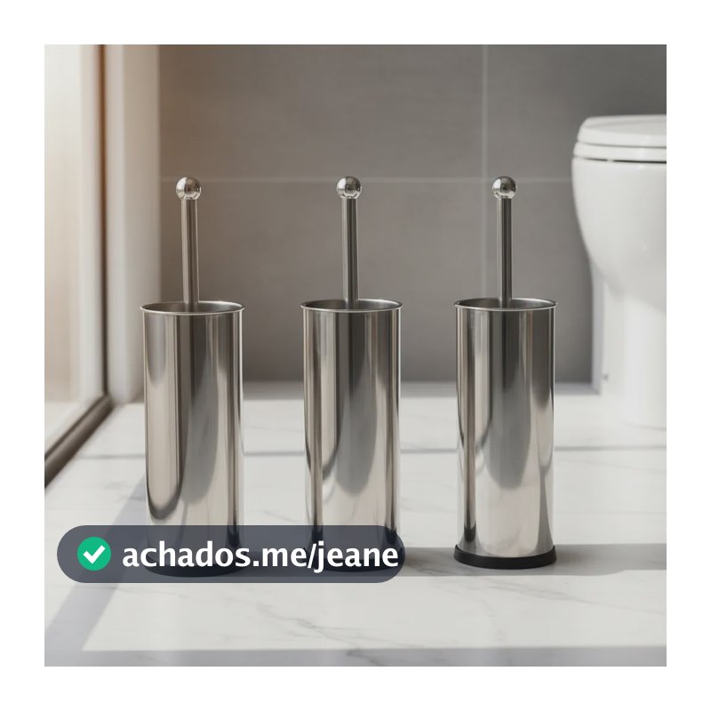 03 Escova De Limpar Vaso Sanitário Privada Banheiro Aço Inox Prateado