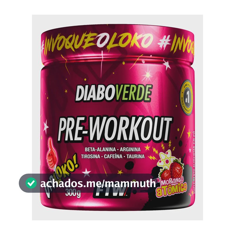 Suplemento em pó FTW Diabo verde Dip Loko! Pré treino sabor Morango Atômico x 300g