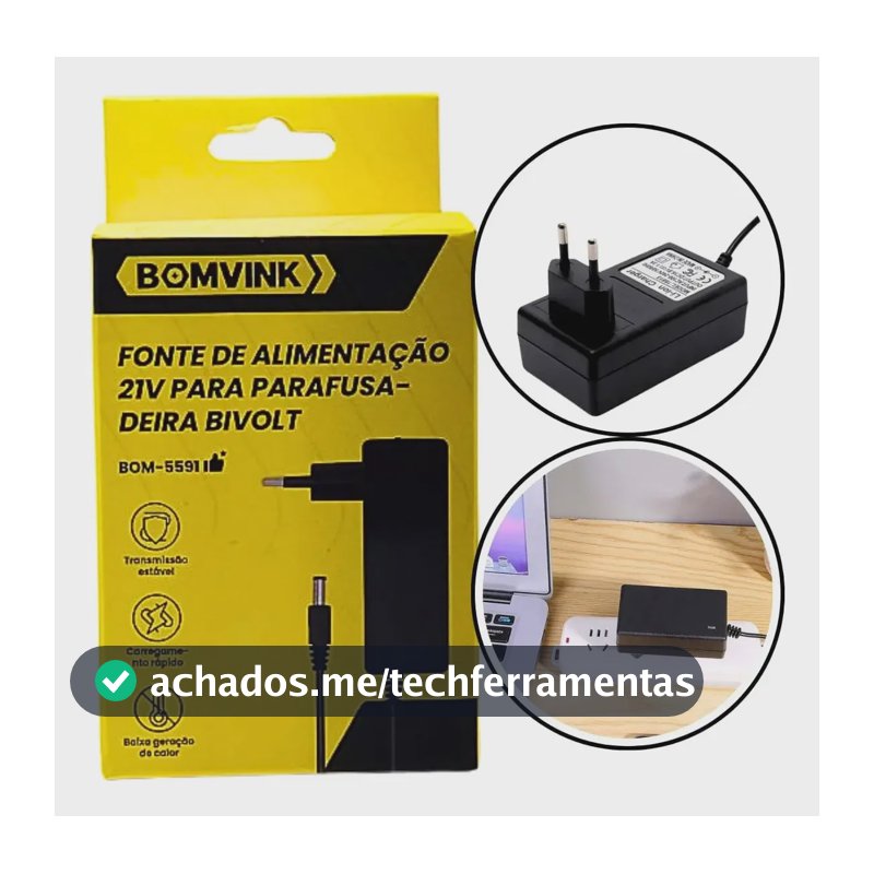 Fonte 21v 1a Bivolt Parafusadeira Furadeira Bateria Litio P4