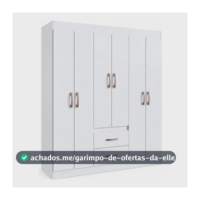 Guarda Roupa Solteiro 6 Portas 2 Gavetas Sidney Doripel Cor Branco