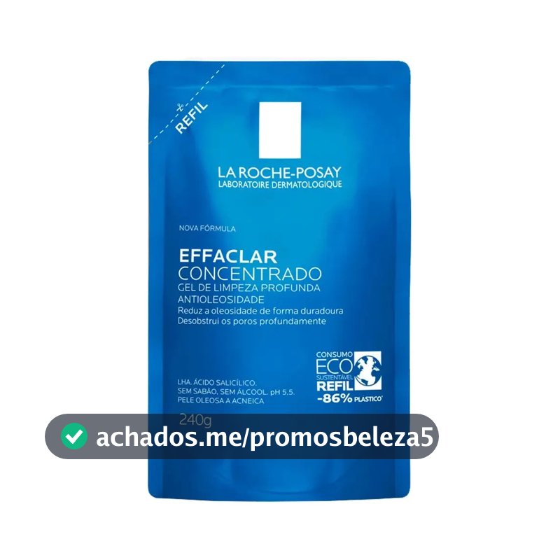 Gel de Limpeza Facial Refil para Pele Oleosa e Acneica com Ácido Salicílico, LHA e Zinco de Limpeza Profunda e Controle Duradouro da Oleosidade Effaclar La Roche-Posay 240g