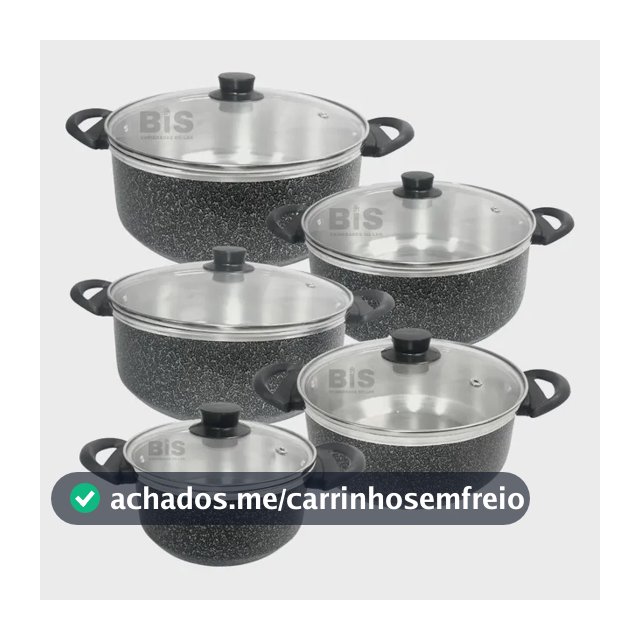 Conjunto De Panela 16/24 Tampa De Vidro Kit Caçarola 5 Peças Preto