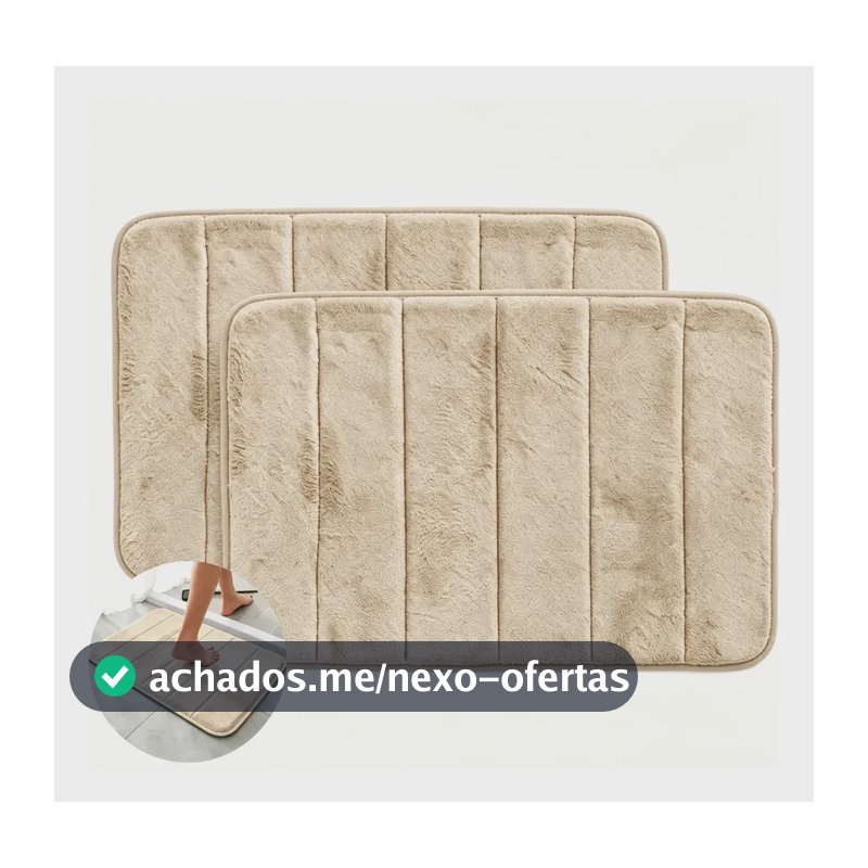 Kit 2 Tapetes Felpudos Banheiro Antiderrapantes 60x40cm Marrom Geométrico