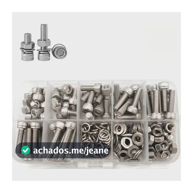 Kit 216 Parafusos Soquete Hexagonal Allen Porca Arruela Inox
