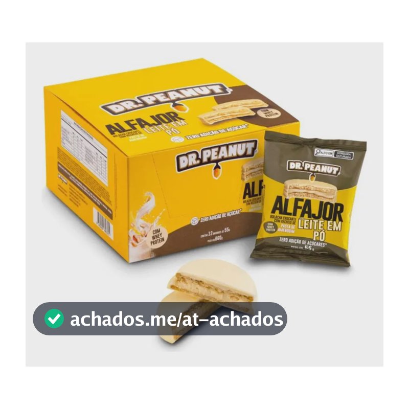 Alfajor Dr. Peanut Sabor Leite em Pó com Whey Protein 12un 35g