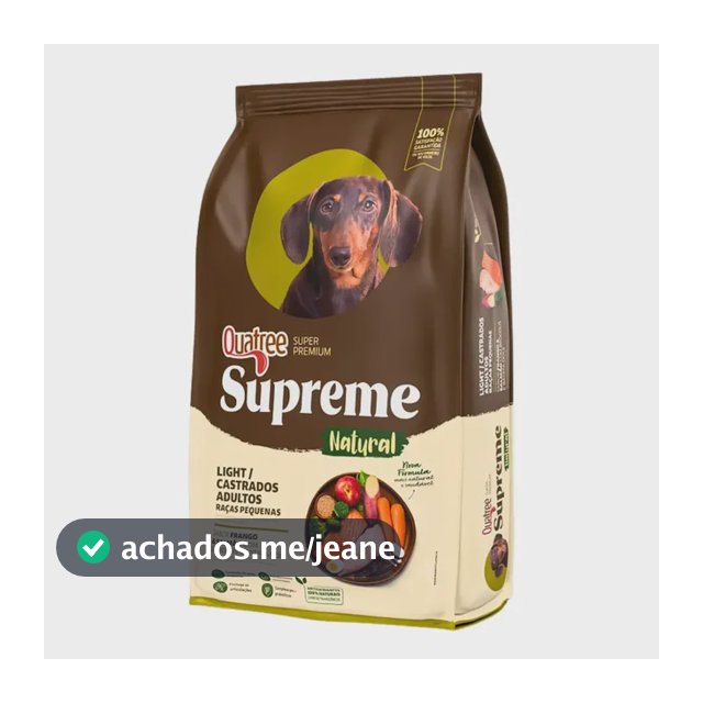 Quatree Supreme Cão Light Castrado Adulto Raças Peq. 10,1 Kg