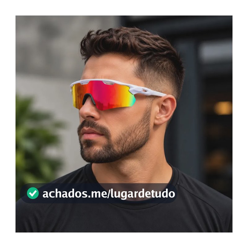 Óculos Esportivo Ciclismo Bike ciclista corrida Proteção Uv400 estilo radar Branco/multicolor
