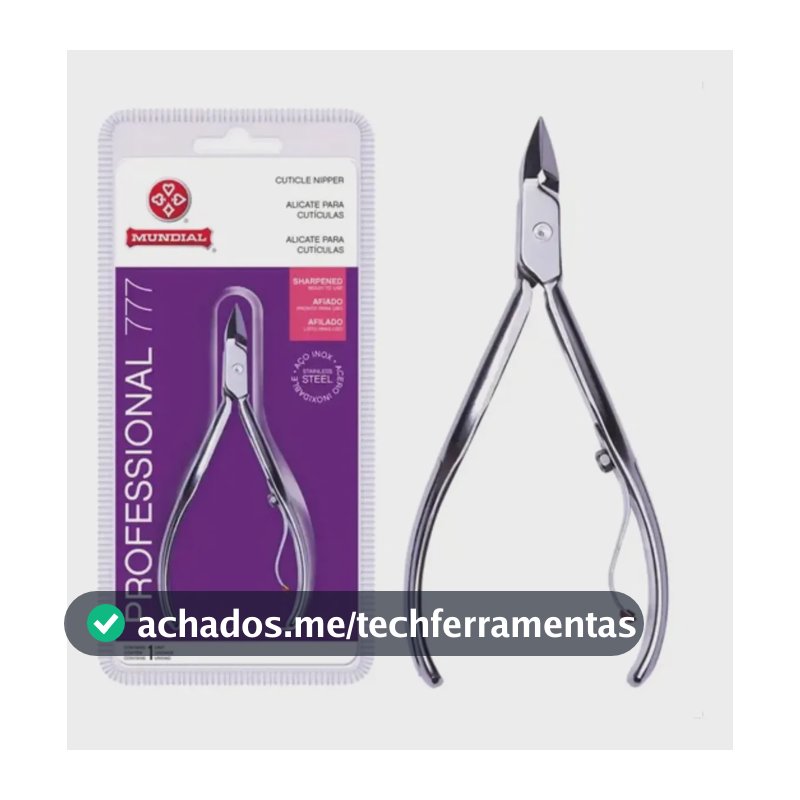 Alicate Cutícula Mundial 777 Profissional Aço Inox Afiado