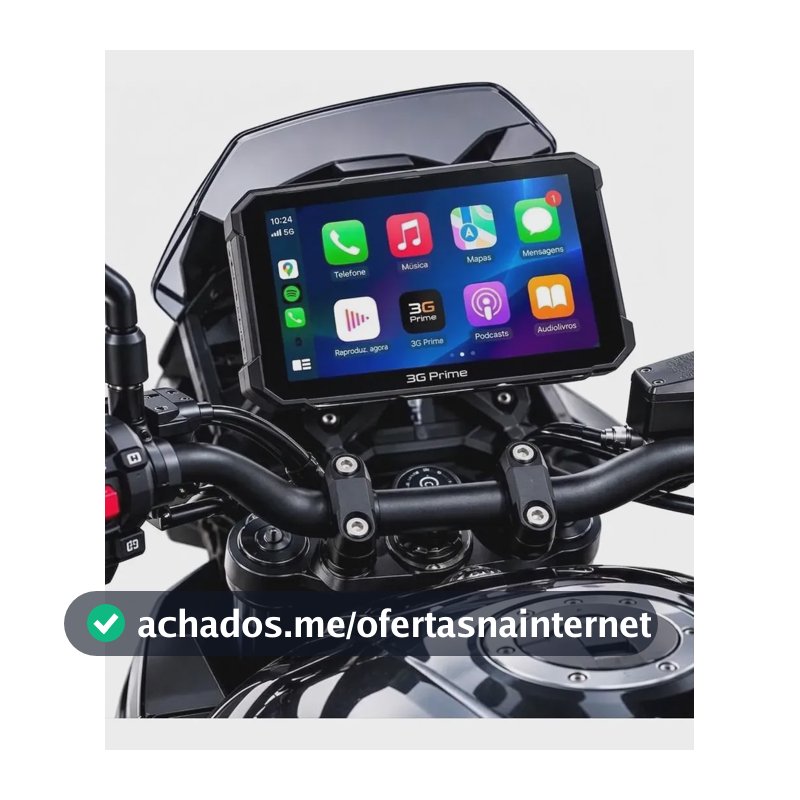 Multimídia Moto 5 Polegadas CarPlay Android Auto GPS Bluetooth IP67 Tela Touch Sem Fio