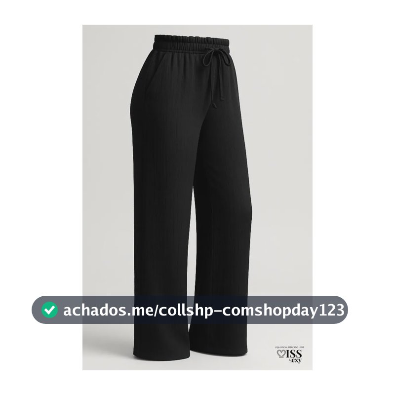 Calça Feminina Alfaiataria Wide Leg Social Pantalona Preta Gg