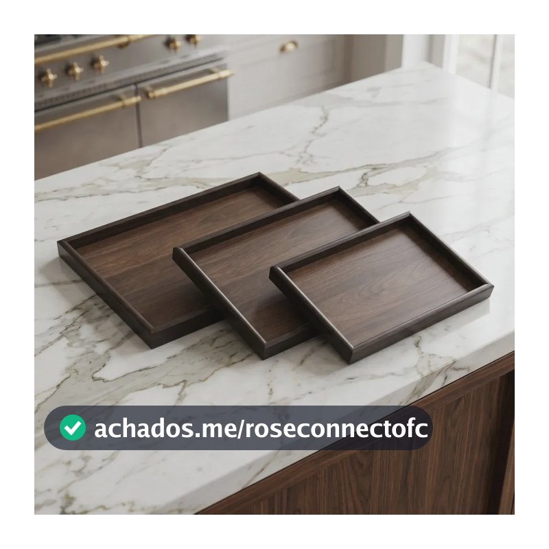 Kit 3 Bandejas Retangulares Decorativas De Mdf Para Servir Organizar E Decorar Aparador Café Bebida Bar Kilate Store
