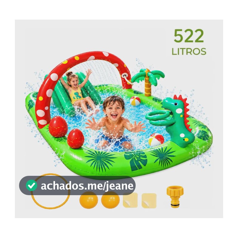 Piscina Playground Centro Dinosaur Land Pvc Espessado 522L Piscina Inflavel Infantil Presente Dia das Crianças Festa Infantil Escorregador Infantil