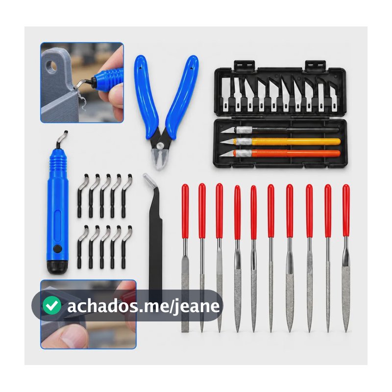 Kit Ferramentas Acabamento Impressão 3d Modelismo Diy Preto