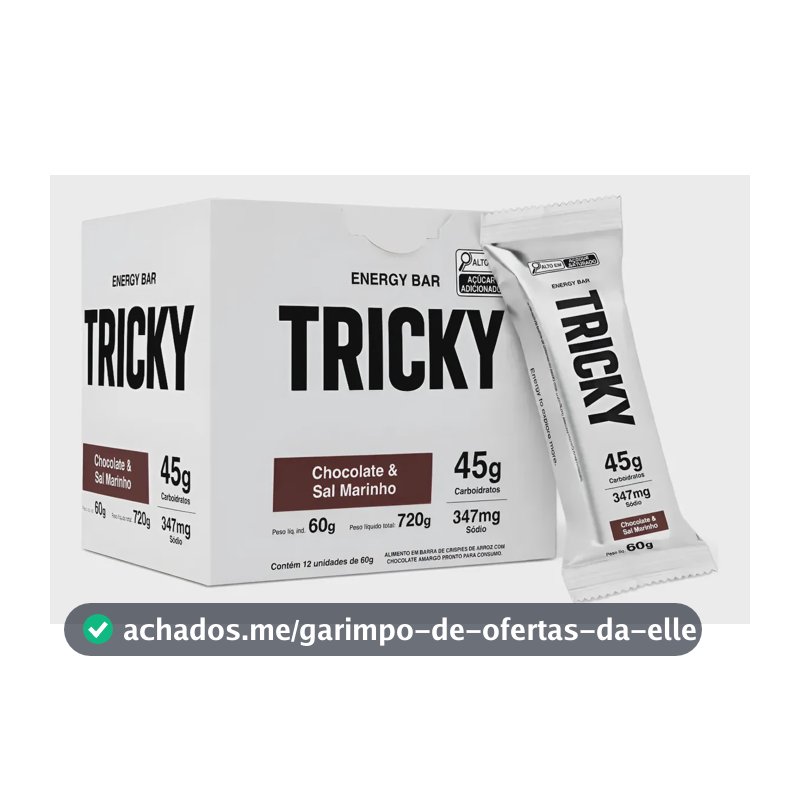Barra Energética Tricky Energy Bar 45g Carbo (caixa C/12 Un) Chocolate E Sal Marinho
