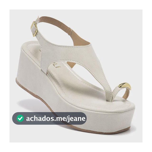 Sandália Feminina Plataforma Anel De Dedo Leve Moda Off White Metalizado 36 Br