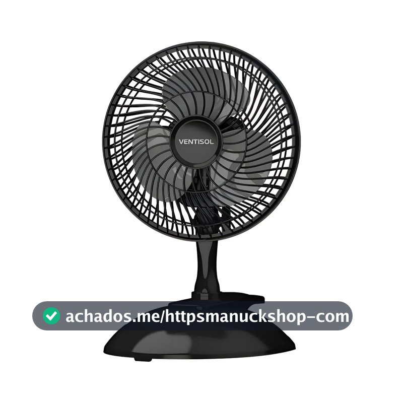 Mini Ventilador Ventisol 20cm 3 Pás Preto Clip Portátil De Mesa