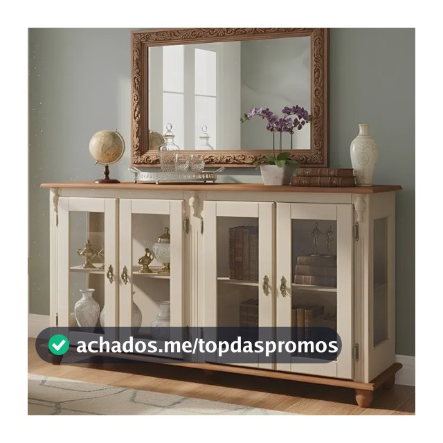 Cristaleira Farmhouse Com 4 Portas E Pés Rústicos