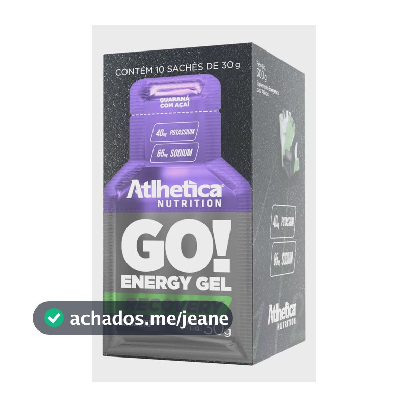 Suplemento em sachês Atlhetica Nutrition Go! Recovery Gel Energético sabor Açaí com guaraná x 30g 10 un
