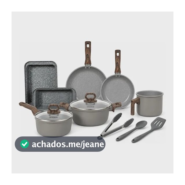 Jogo de Panelas 10 Peças Cerâmica Antiaderente Indução Caçarola Frigideira Fervedor Assadeira Smart Ceramic Neuhaus Cinza Escuro