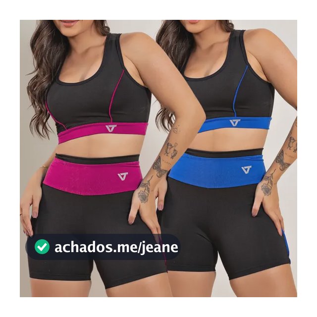 2 Conjunto Fitness Feminino Top E Short De Academia