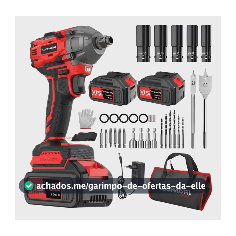 Chave De Impacto Potente 2 Baterias 21v Brushless Com Led Vermelho 127/220v 60