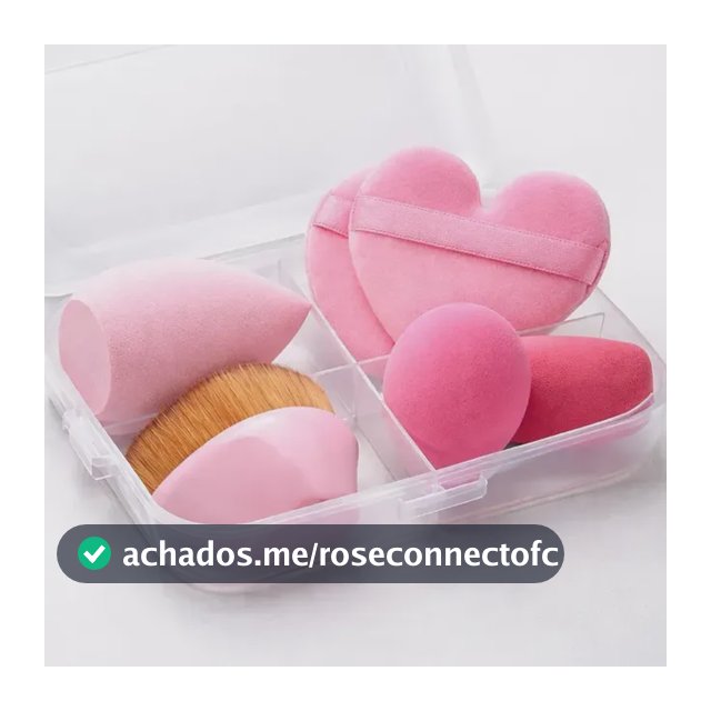 Kit Esponja+ Pincel+ Estojo Maquiagem Gota Chanfrada Base Média