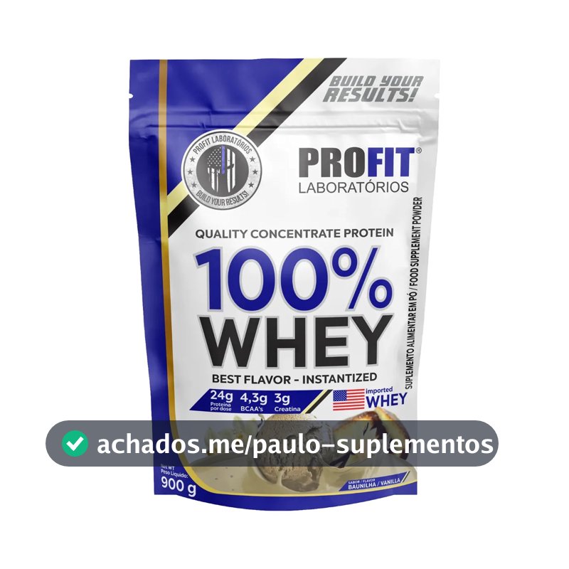 Whey protein Profit 100% Quality Concentrate em pó sabor Baunilha x 900g