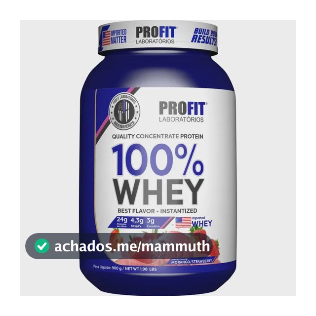 Whey Concentrado 100% Quality Com Creatina Bcaa Profit Pote 900g Sabor Morango
