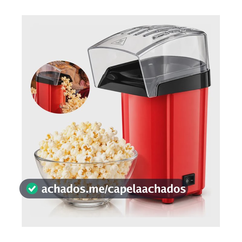 Pipoqueira Elétrica Vermelha Sem Óleo 1200W Compacta