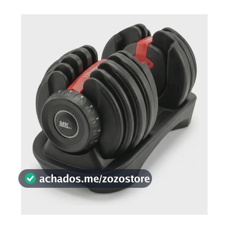 Halter Ajustável Dumbbel Regulável MKFIT de 24 kg com Base para Treino em Casa