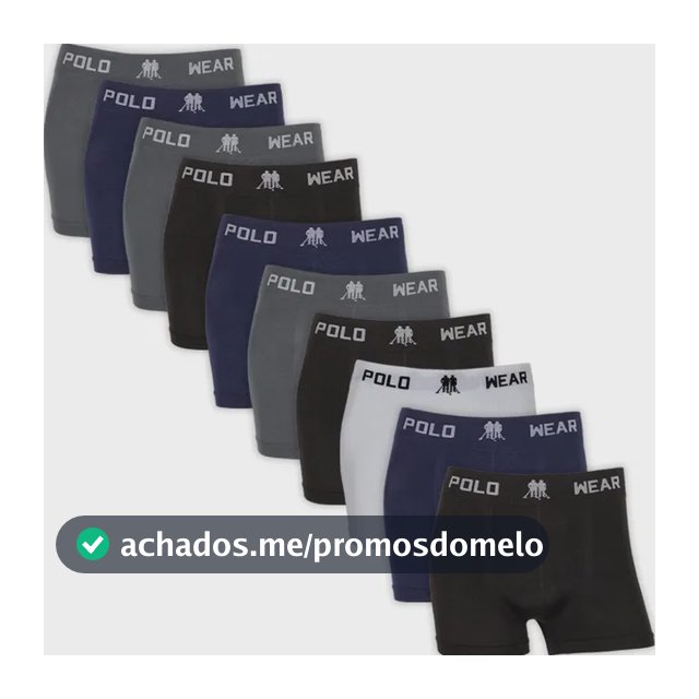 Kit 10 Cuecas Masculinas Boxer Microfibra Polo Wear Sortido