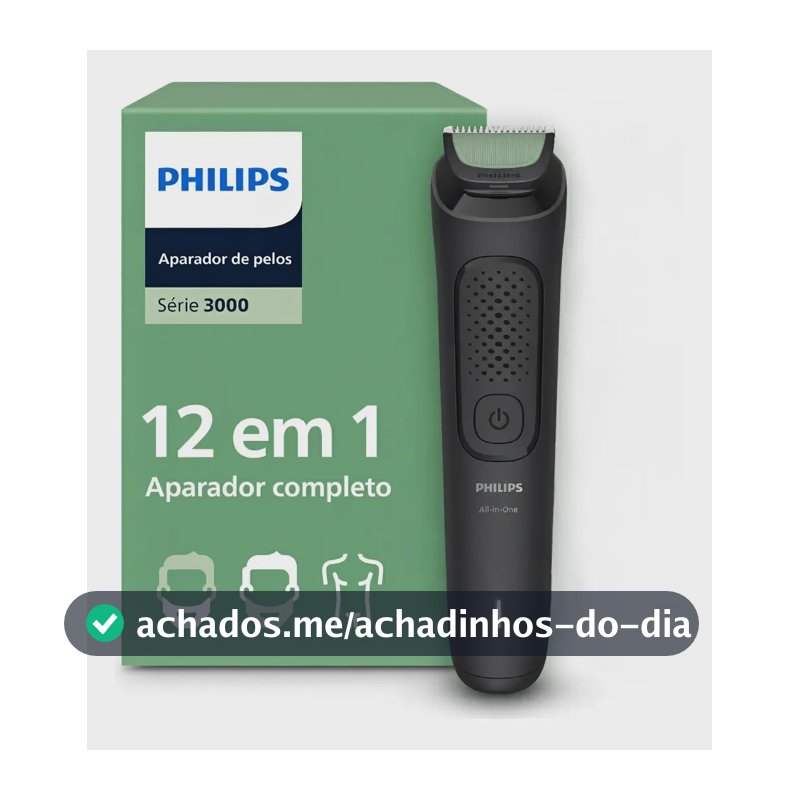 Philips Aparador e Barbeador Elétrico All-in-One Série 3000 12 em 1 12 acessórios para o visual completo | Lâminas com pontas arredondadas | 60 min sem fio | MG3921/15 MG3921/15