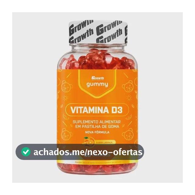 Vitamina D3 Gummy 30 Un Growth Supplements - Sabor Laranja Laranja