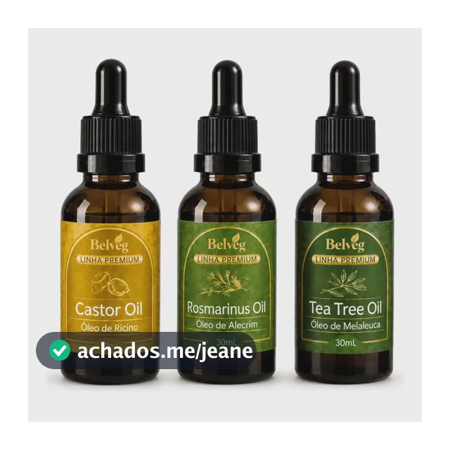 Kit 3 Óleos Rícino Alecrim E Melaleuca Belveg 100% Vegetal
