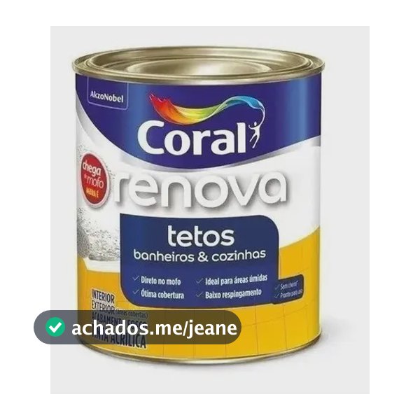 Tinta Coral Renova Tetos Banheiros E Cozinhas 900ml - Branco