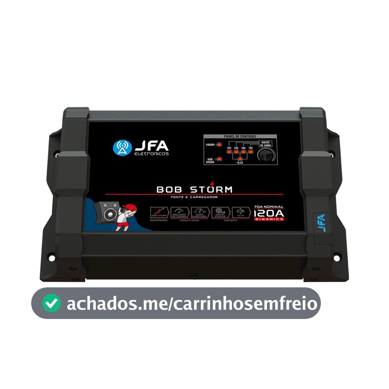 Fonte Carregador JFA Bob Storm 120A Bivolt Preto Projetos de Som