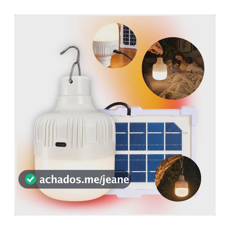 Lampião Led Solar Lâmpada Recarregável Usb Potente Camping Branco