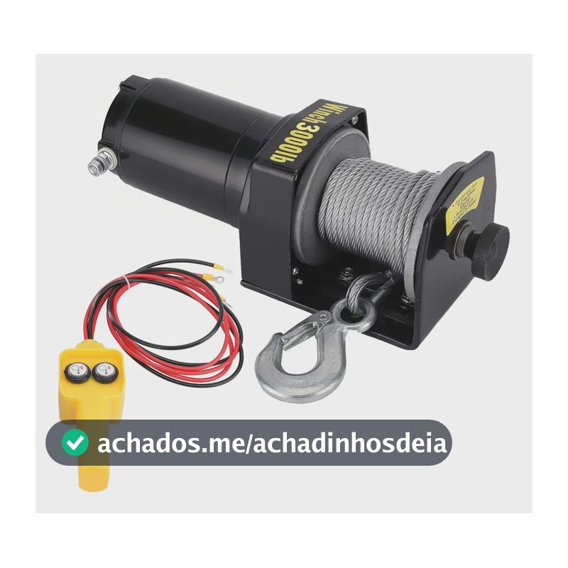 Guincho Elétrico 3000lb 1361kg Cabo De Aço Para Quadriciclo 12v