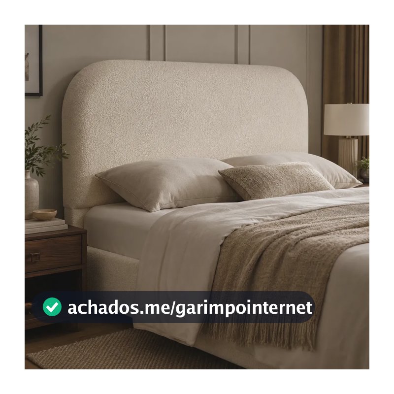 Cabeceira Lana 160cm Bouclé Creme Sofisticada Lar Querido