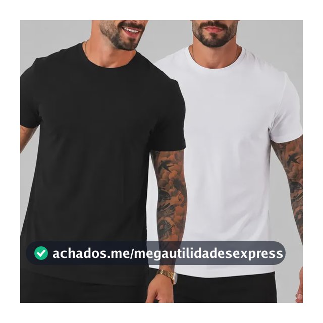 Kit 2 Camiseta Masculina Básica Peruana Lisa Algodão Premium