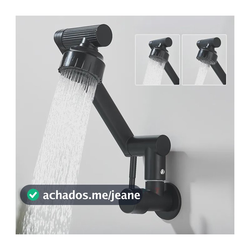 1080 ° Torneira De Braço Robótico Para Cozinha Dois Modos Preto Fosco