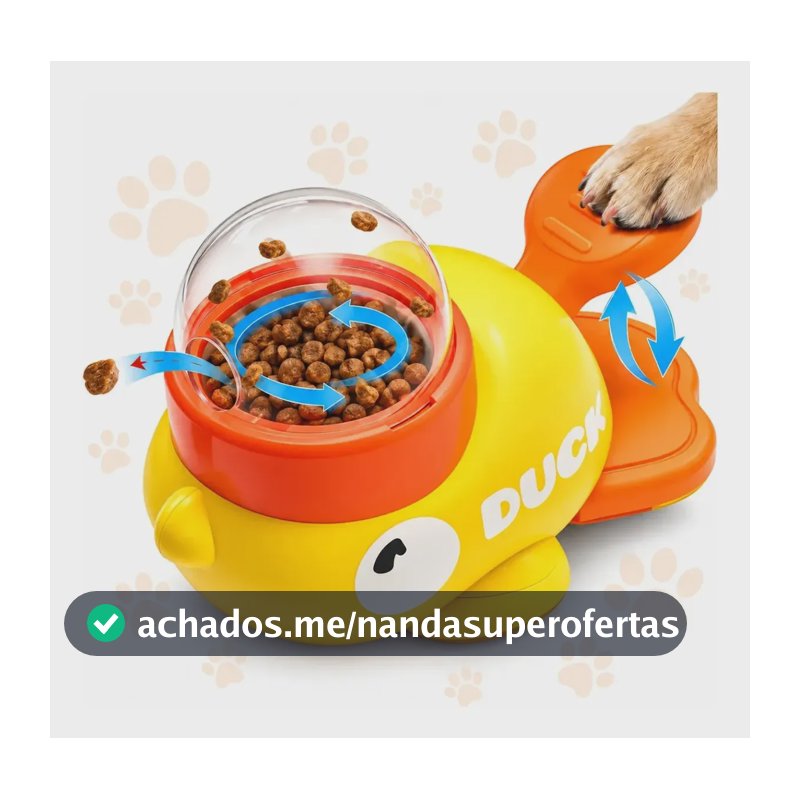 Brinquedo Interativo Cão Pato Dispenser Ração Pets Comedouro Amarelo/laranja