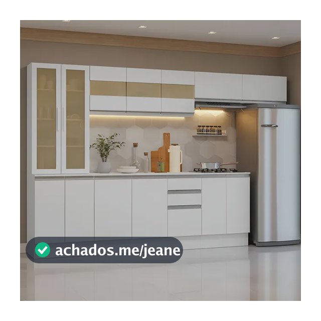 Armário Cozinha Completa 100% Mdf 300 Cm Smart Madesa 04 B Cor Branco