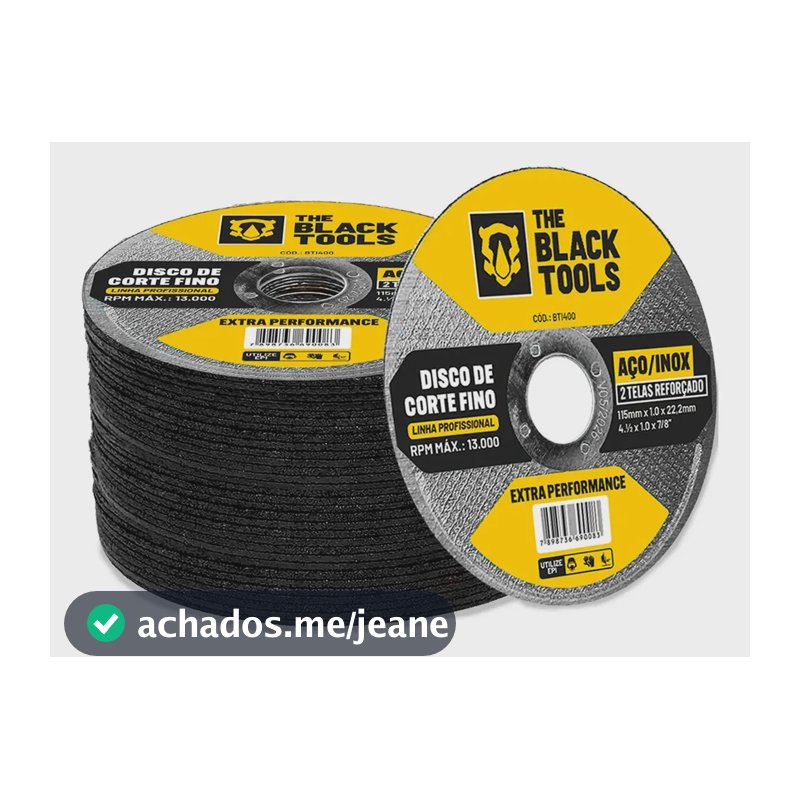 Disco Corte Fino Inox 4.1/2 X 1,0mm Para Esmerilhadeira 50 Peças The Black Tools