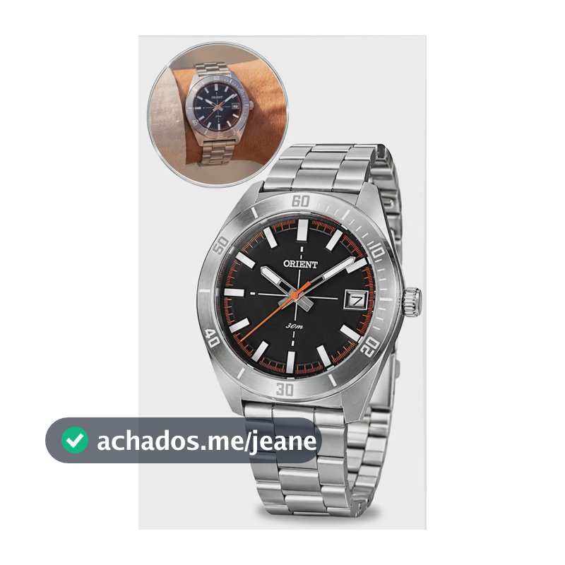 Relógio Orient Masculino Analógico de Aço Inoxidável com Calendário e Mostrador Preto