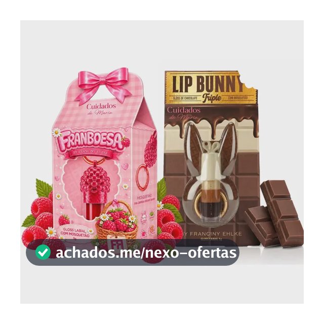 Kit Gloss Hidratante Labial Franboesa + Gloss Labial Lip Bunny Triple Chocolate - Fran By Franciny Ehlke - Cuidados de maria