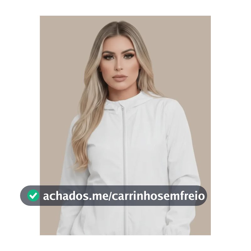 Jaqueta Corta Vento Sem Estampa Blusa Feminina Capuz E Bolso Branco P