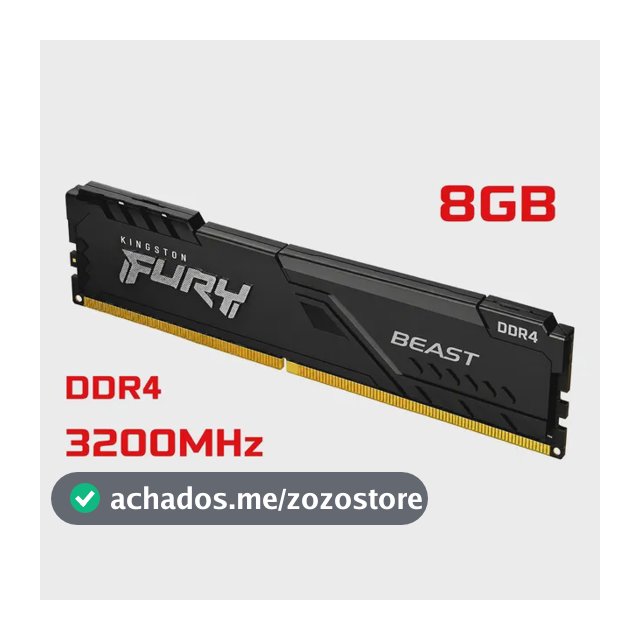 Memória Ram Kingston Fury Beast 8gb 3200mhz Ddr4 Cl16 Preto