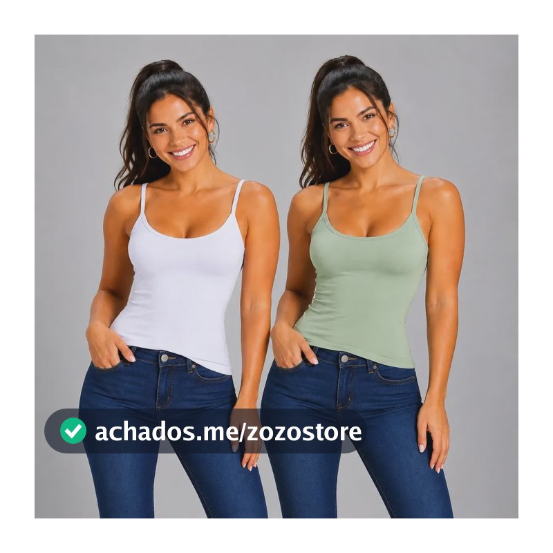 Kit 2 Regata Feminina Alça Algodão Cotton Confortável 25619
