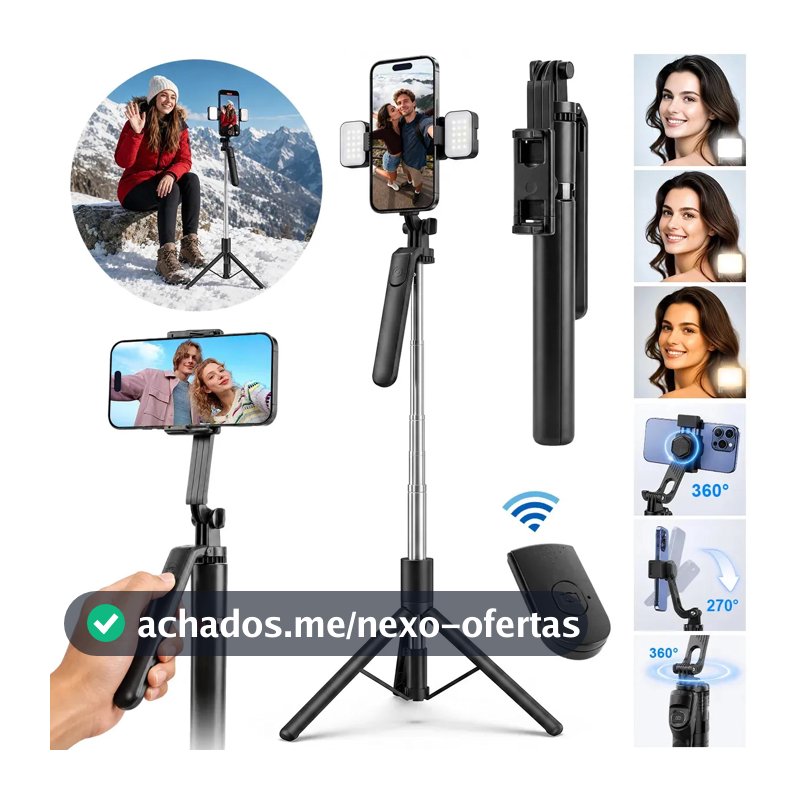 aweshine Tripé / Bastão R16D Para Celular Portátil Até 1,70 M Com Bluetooth Controle,Celular Rotação